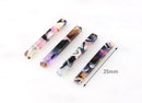 4 Long Bar Charms, 35mm x 4mm Bar, Skinny Bar Vertical, Long Stick Pendant, Black Marble Resin Swirl, Rainbow Tortoise Dangles BAR026-35-KMC