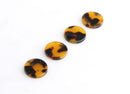 4 Small Circle Connectors with Two Holes, Faux Tortoise Shell, Cellulose Acetate, 15mm