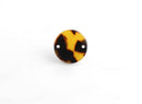 4 Small Circle Connectors with Two Holes, Faux Tortoise Shell, Cellulose Acetate, 15mm
