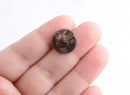4 Small Circle Blanks with Bark Texture, Faux Wood Beads, Brown Acetate Charms, Wood Grain Texture, Dark Brown Tortoise Shell, CN075-15-BR01