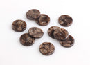 4 Small Circle Blanks with Bark Texture, Faux Wood Beads, Brown Acetate Charms, Wood Grain Texture, Dark Brown Tortoise Shell, CN075-15-BR01