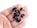 2 Big Monstera Leaf Pendants, Blonde Tortoise Shell, Cellulose Acetate, 43 x 35mm
