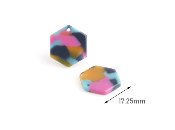 4 Mini Hexagon Charms, DX026-17-UPY
