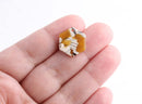 4 Small Hexagon Charms, Geometric Honeycomb Shape, Sunflower Yellow Tortoise Shell, Acetate, 17.25 x 15.5mm