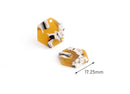 4 Small Hexagon Charms, Geometric Honeycomb Shape, Sunflower Yellow Tortoise Shell, Acetate, 17.25 x 15.5mm