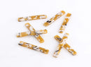 4 Thin Bar Charms in Yellow White Tortoise Shell Acetate Acrylic, Yellow Bar Bead 35mm Bar Dangle Rectangle Stick Bar One Hole BAR027-35-YWB