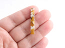 4 Thin Bar Charms in Yellow White Tortoise Shell Acetate Acrylic, Yellow Bar Bead 35mm Bar Dangle Rectangle Stick Bar One Hole BAR027-35-YWB