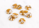 4 Small Flat Circle Charms, 15mm Mini Disc Charm, Acetate Yellow Tortoise Shell Jewelry, Flat Disc Resin, Round Disc Pendant, CN055-15-YWB