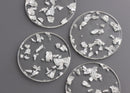 2 Clear Acrylic Charms with Silver Foil Flakes, Transparent, Designer Charms, 44.5mm