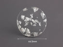 2 Clear Acrylic Charms with Silver Foil Flakes, Transparent, Designer Charms, 44.5mm