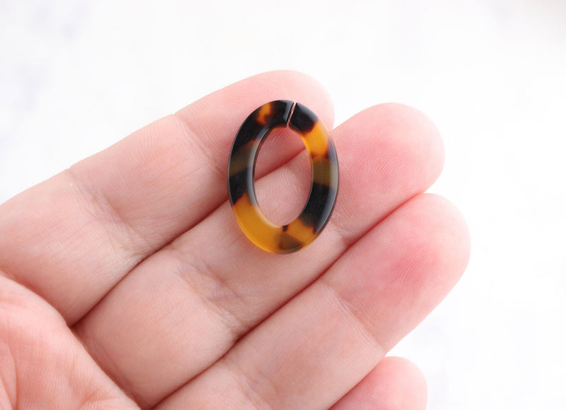 4 Tortoise Shell Links, 23.5mm, Plastic, Ovals with Split, For Making Chains