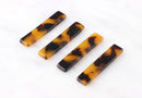 4 Tortoise Shell Blank Bars without Holes, Cellulose Acetate, 35 x 7mm