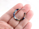 Thin Hoop Earring Making Parts in Neutral Earth Tones, 1 Pair, Medium Hoops, 1 Inch Hoops, Dark Blue Green Brown Hoops Acrylic EAR041-28-ETH