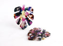 2 Big Monstera Leaf Pendants, Rainbow Tortoise Shell Earrings Acetate Leaf Charms, Ivy Leaf, Multicolor Tortoise Findings, FW013-43-KMC