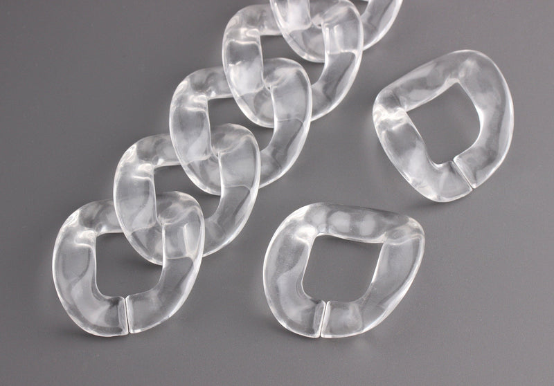 1ft Extra Large Clear Acrylic Chain Links, 40mm, For Chunky Necklaces and Bags