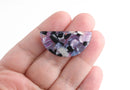 2 Large Half Moon Pendants, Ultraviolet Purple Tortoise Shell, Cellulose Acetate, 37 x 18mm
