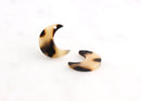 4 Small Crescent Moon Charm, Double Horn Charm, Tiny Moon Charm, Resin Slab Bead, Bright Yellow Acetate Charm Tortoise Shell, CN059-17-BT