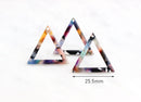 4 Colorful Triangle Connector Links, Open Triangle Outline, Triangle Marble Resin, Laser Cut Acrylic Shape, Thin Triangle Charm TR015-26-DMC