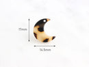 4 Small Crescent Moon Charm, Double Horn Charm, Tiny Moon Charm, Resin Slab Bead, Bright Yellow Acetate Charm Tortoise Shell, CN059-17-BT
