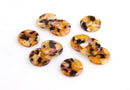 4 Small Coin Charms, Gold Tortoise Shell, 15mm Discs, Faux Amber Slices, Iridescent Beads, Shiny Orange Bead, Cognac Amber Resin CN081-15-OT
