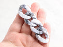 1ft Carrara Marble Acrylic Chain Links, 30mm, White and Gray, Curb Connectors