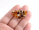 2 Half Circle Blanks in Honey Amber Tortoise Shell, Faux Resin with Inclusions, Cellulose Acetate, 37 x 18mm
