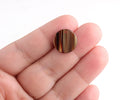 4 Flat Circle Discs 15mm, Iridescent Brown, Smooth Shiny Beads, Brown Acetate Charm, Dark Brown Tortoise Acrylic Earring Blank CN085-15-BR02