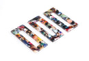 2 Cutout Rectangle Charms in Rainbow Tortoise Shell, Colorful Tortoise Findings, Rectangle Dangle, Jewelry Terrazzo Beads DX031-50-DMC
