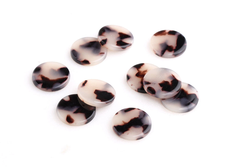4 Acrylic Earring Blanks in Beige Tortoise Shell, Monogram Blanks, Acetate Stud Earring Parts, Bulk Blanks, Half Inch Discs, LAK031-15-WT