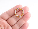4 Open Hexagon Earring Supplies, Mustard Yellow White Tortoise Shell Jewelry Supply, Laser Cut Hexagon Links, Bracelet Charms, DX032-24-YWB