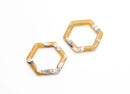 4 Open Hexagon Earring Supplies, Mustard Yellow White Tortoise Shell Jewelry Supply, Laser Cut Hexagon Links, Bracelet Charms, DX032-24-YWB