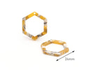 4 Open Hexagon Earring Supplies, Mustard Yellow White Tortoise Shell Jewelry Supply, Laser Cut Hexagon Links, Bracelet Charms, DX032-24-YWB