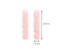 4 Straight Rectangle Bar Charms, Blush Pink Marble, Acetate, 36 x 7.5mm