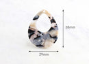 4 Wide Teardrop Pendant, Beige Tortoise Shell Charm, Open Teardrop Hole, Laser Cut Teardrop Cut Out, Acrylic Earring Pendants, TD015-38-ABN
