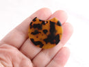2 Tortoise Shell Circles with Cutout, Trendy Earring Parts Acetate Charm Flat Circle Pendant, Flat Circle Findings Tortoiseshell CN060-37-TT