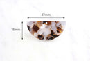2 Half Moon Earring Blanks, 37x18mm, Big Half Circle Die Cuts, Dark Brown Tortoise Shell, Translucent Brown, Half-Round Pendant CN063-37-DBW