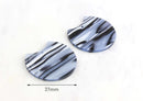 2 Cutout Circle Beads in Blue Zebra Print, Circle Cut Outs, Three Quarter Circles, Blue Tortoise Shell, Acrylic Circle Blank CN061-37-USTR