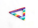 2 Rainbow Triangle Connectors, 37 x 32mm, Colorful Rainbow Stripes, LGBT, Earrings Acetate Charms, Upside Down Triangle Link, TR016-37-2STR