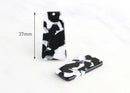 2 Trapezoid Shape Pendant, Black and White Marble, Cellulose Acetate, 37 x 19mm