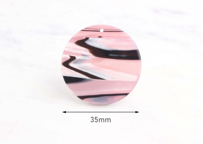 4 Glitter Acrylic Circle Blanks in Pink Zebra Print, Black Stripes, 35mm