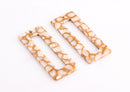 2 Flat Rectangle Blanks in Gold Marble, Tortoise Shell Pendant, Pearl White Resin Charm, Earring Findings, Gold Rectangle Charm DX035-50-W01