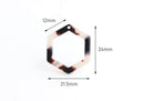 4 Small Open Hexagon Links, Light Blonde Tortoise Shell, Geometric Charms, Hexagon Frame Charm, Cellulose Acetate, 24 x 21.5mm