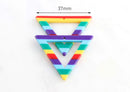 2 Rainbow Triangle Connectors, 37 x 32mm, Colorful Rainbow Stripes, LGBT, Earrings Acetate Charms, Upside Down Triangle Link, TR016-37-2STR