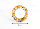 2 Large Donut Rings with 1 Hole, Sunflower Yellow Tortoise Shell and White, Cellulose Acetate, 39mm