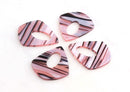 4 Glitter Acrylic Charms, Sparkly Pink Tortoise Shell, Teardrop Cut Out,  Pink Stripes, Peach Beads, Acrylic Earring Findings, TD019-35-PSTR