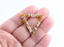 2 Mustard Yellow Resin Pendants, Yellow White Tortoise Shell Pendant, Triangle Outline, Resin Blanks, Open Triangle Links, TR020-35-YWB