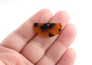 2 Tortoise Shell Half Circle Connectors, Two Holes, Cellulose Acetate, 29 x 13.75mm