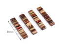 4 Bar Earring Charms with Golden Brown Stripes, Iridescent, Acetate, 36 x 7.5mm