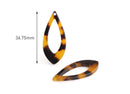 4 Marquise Charms in Classic Tortoise Shell, Cut Out Teardrop Earring Pendant, Dagger Bead, Ellipse Charm, Pointy Teardrop Blank TD023-37-TT