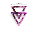 2 Large Triangle Pendant in Lilac Purple Tortoise Shell, Transparent Purple Beads,  TR019-35-PL01